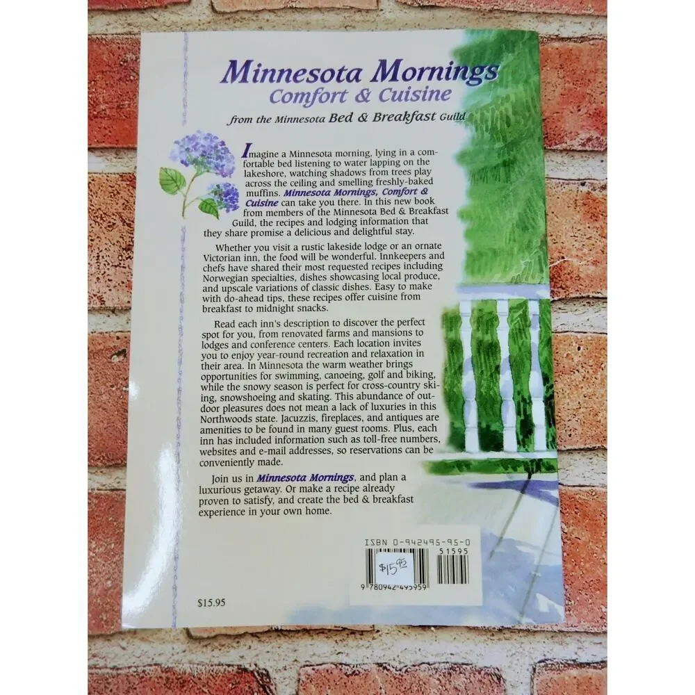 MINNESOTA MORNINGS COMFORT & CUISINE By MN Innkeeper Members Cookbook - Vtg 2000